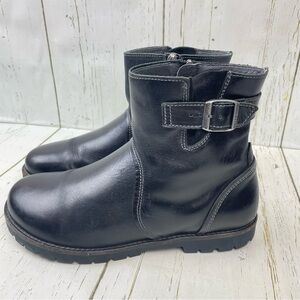 Birkenstock Stowe Black Leather Moto Boots